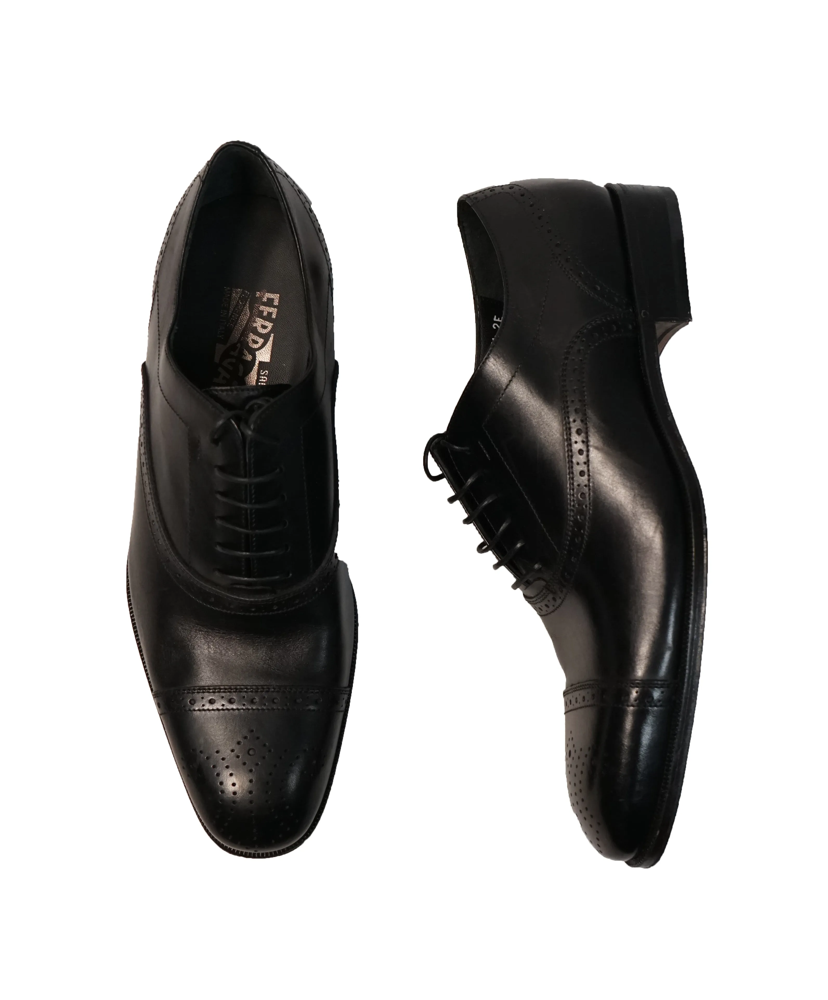 SALVATORE FERRAGAMO - “Caesy” Black Brogue Oxford Cap Toe- 7.5
