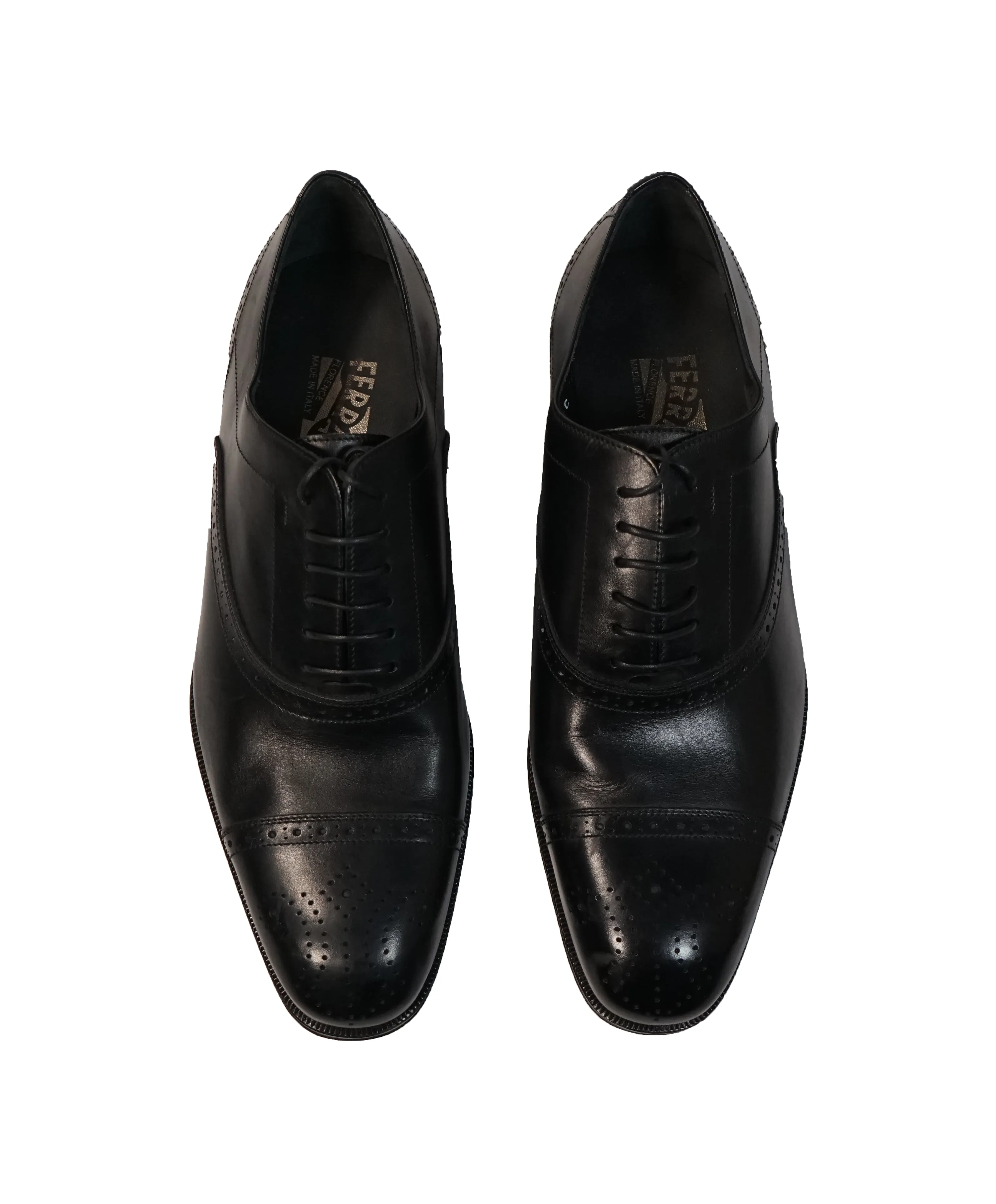 SALVATORE FERRAGAMO - “Caesy” Black Brogue Oxford Cap Toe- 7.5