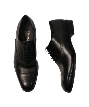 SALVATORE FERRAGAMO - “Caesy” Black Brogue Oxford Cap Toe- 7.5
