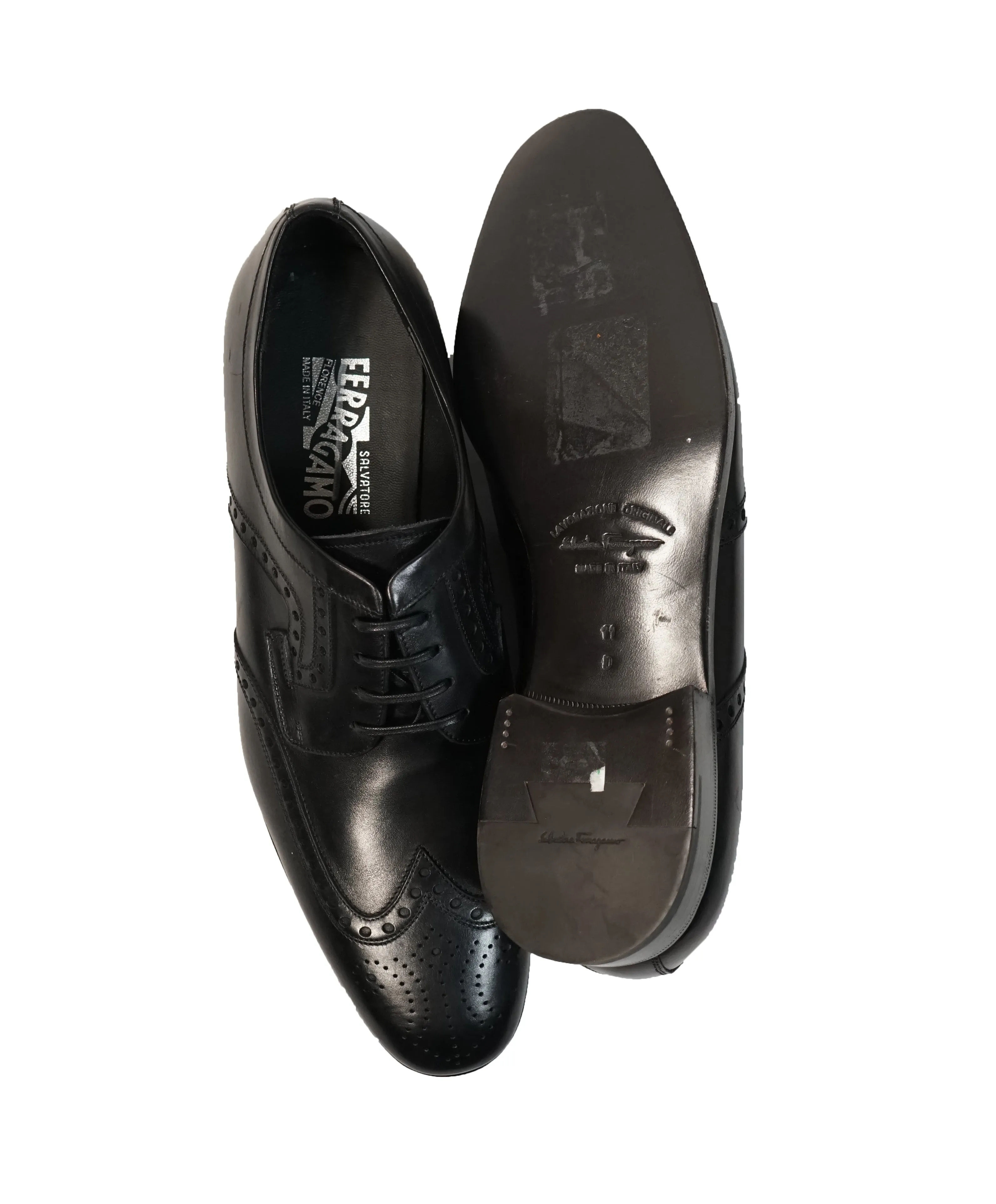 SALVATORE FERRAGAMO - “Romeo” Black Brogue Oxford - 11
