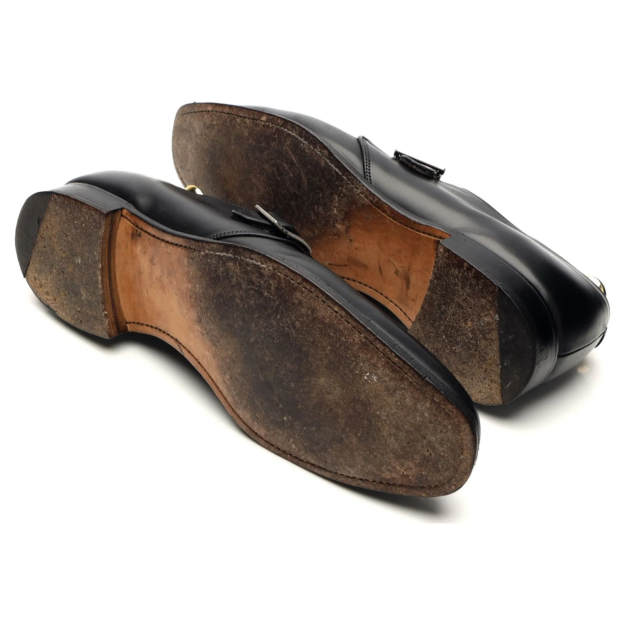 'Sandringham' Black Leather Monk Strap UK 10 F