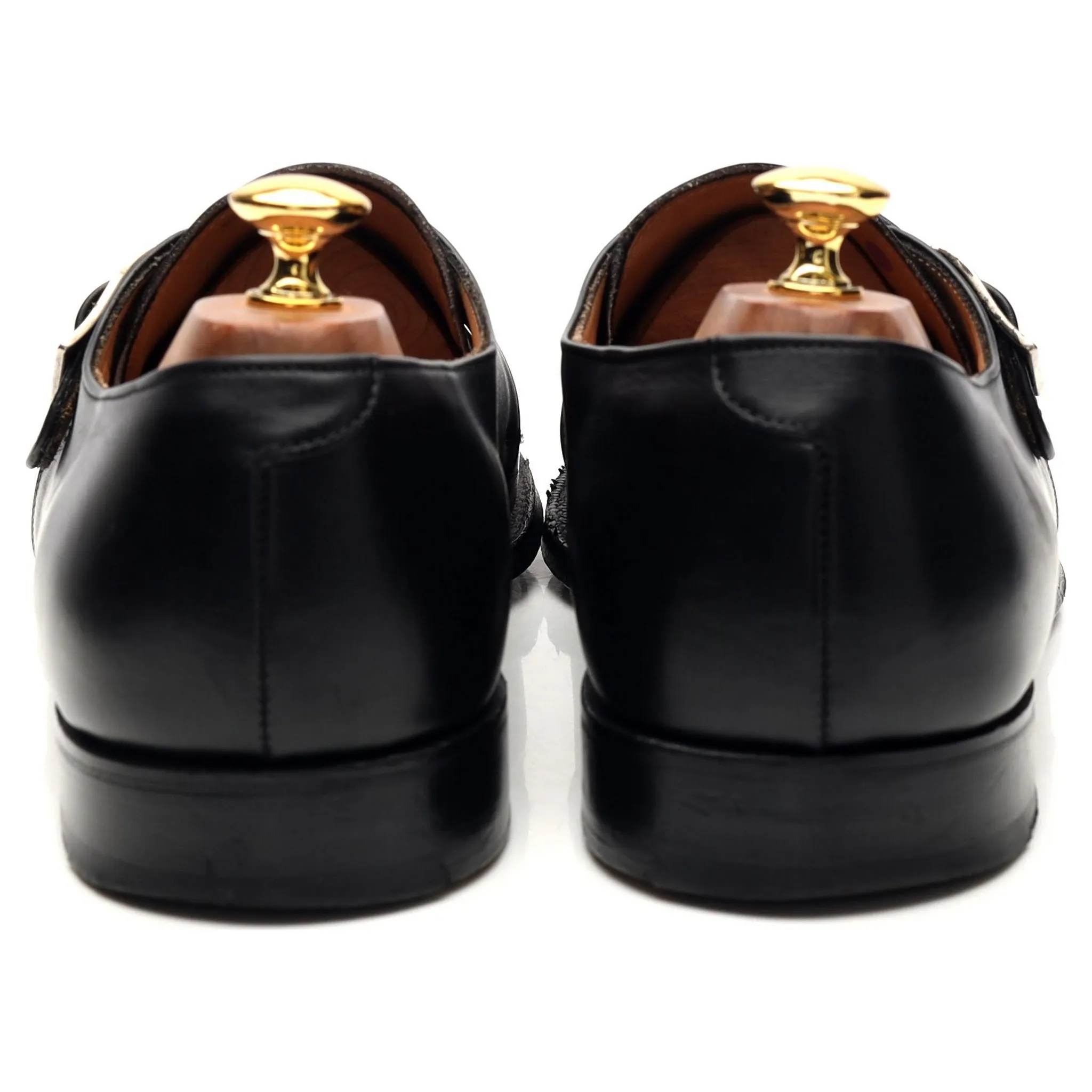 'Sandringham' Black Leather Monk Strap UK 10 F
