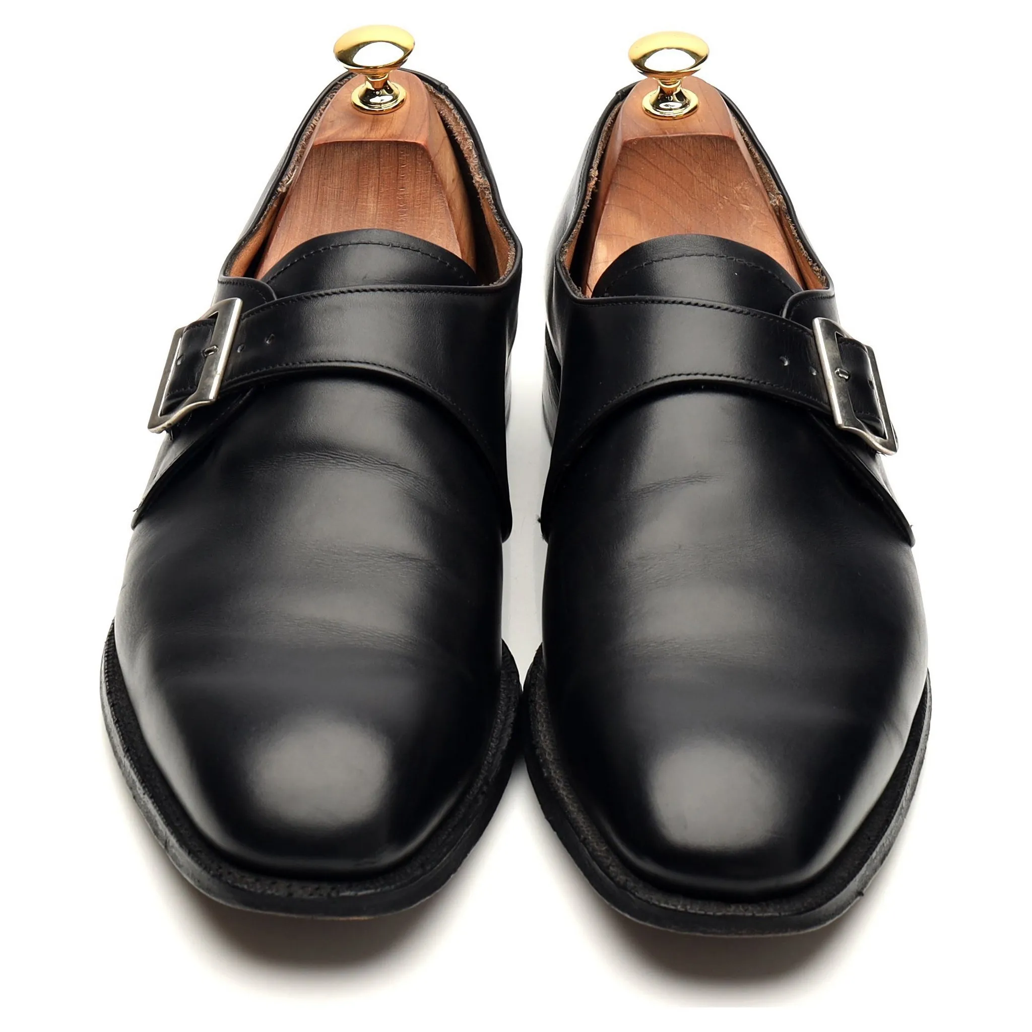 'Sandringham' Black Leather Monk Strap UK 10 F