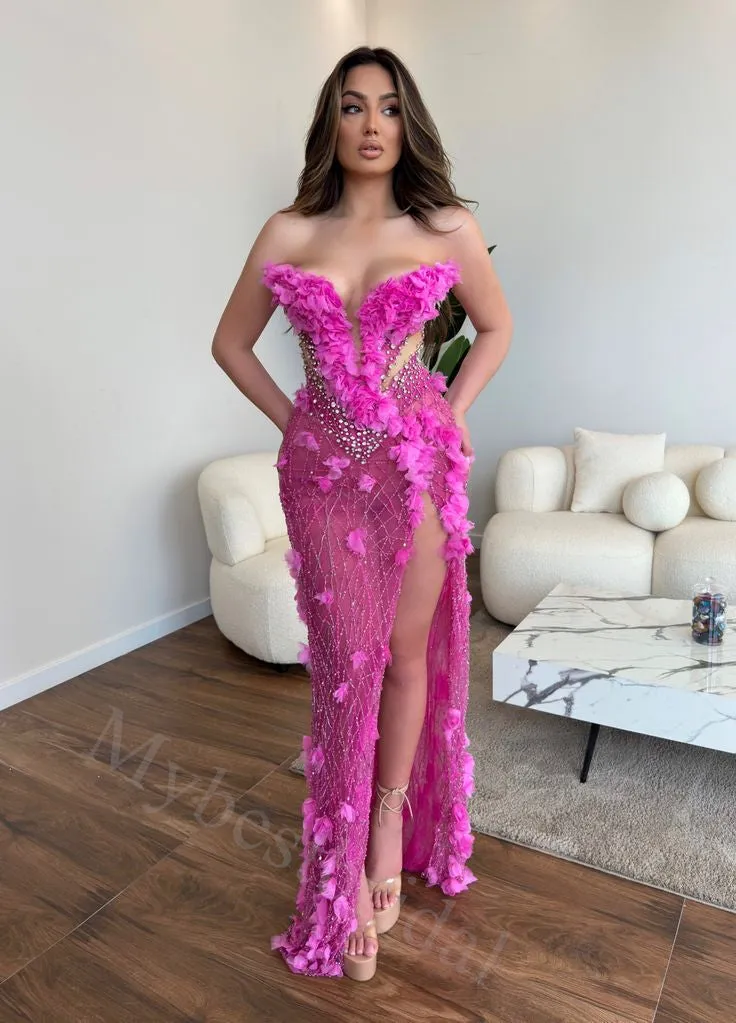 Sexy Deep V-neck Sleeveless Side slit Mermaid Long Prom Dress,PDS1136
