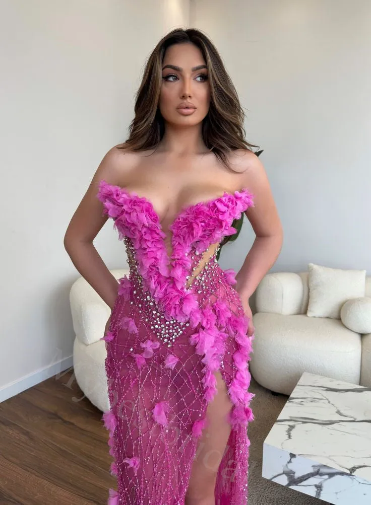 Sexy Deep V-neck Sleeveless Side slit Mermaid Long Prom Dress,PDS1136