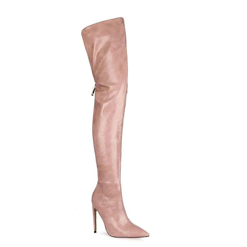 Sharp Leather Knee-high Boots Colors Over Knee Boot