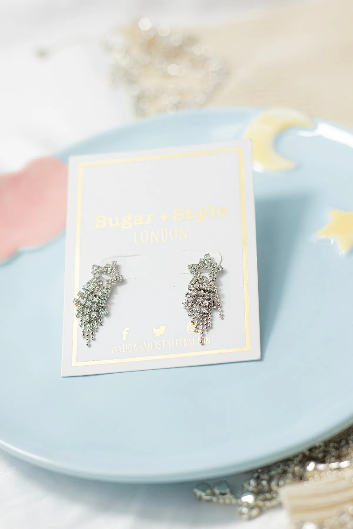 Shooting Star Dangle Diamante Earrings