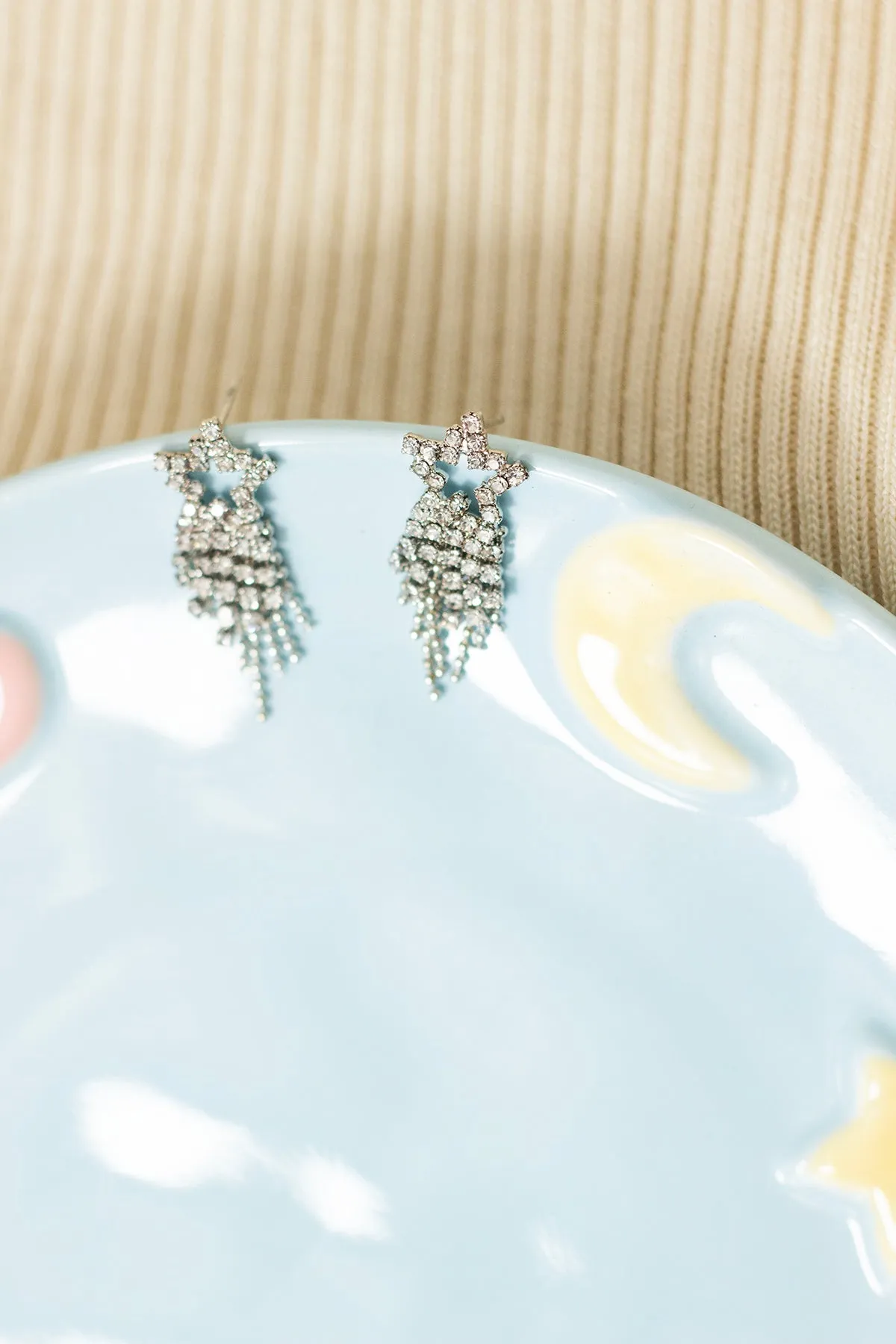 Shooting Star Dangle Diamante Earrings
