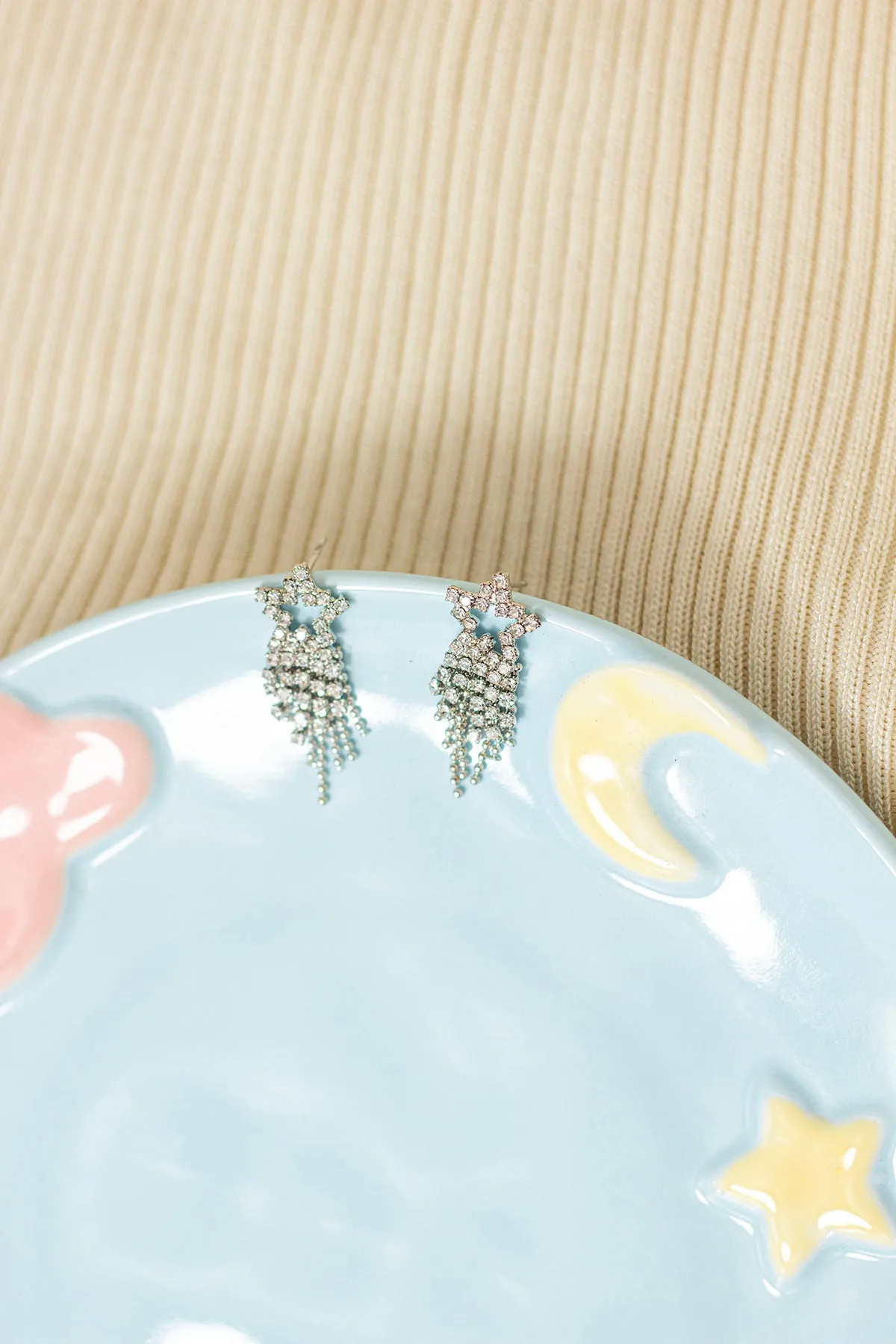 Shooting Star Dangle Diamante Earrings