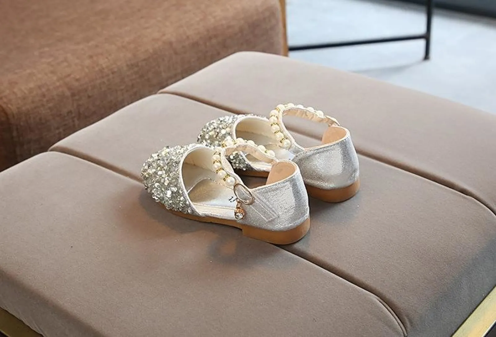 Silver / Gold / Pink Beaded Flower Girl Shoes Baby Dancing Kids Sandals Wedding Shoes