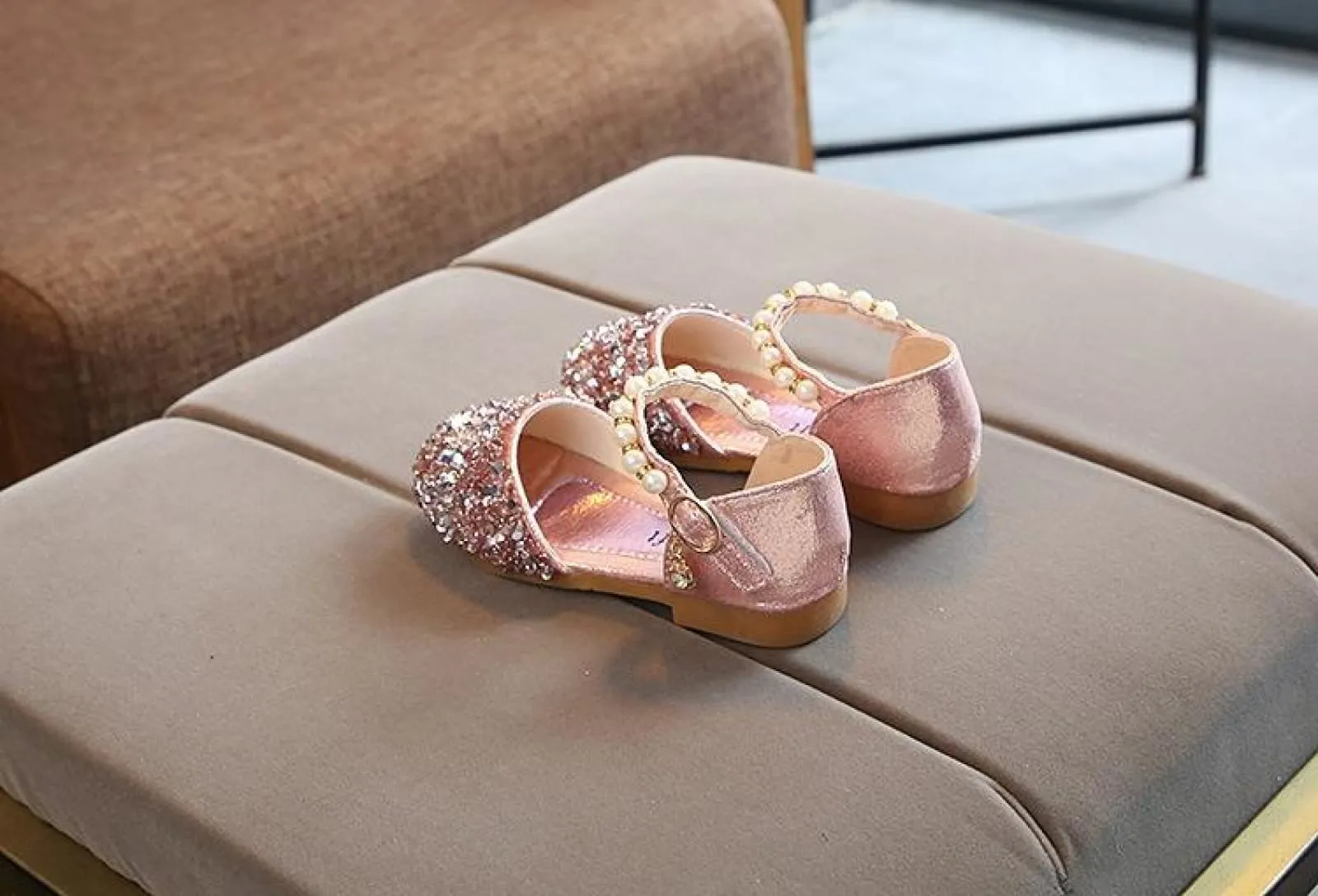 Silver / Gold / Pink Beaded Flower Girl Shoes Baby Dancing Kids Sandals Wedding Shoes