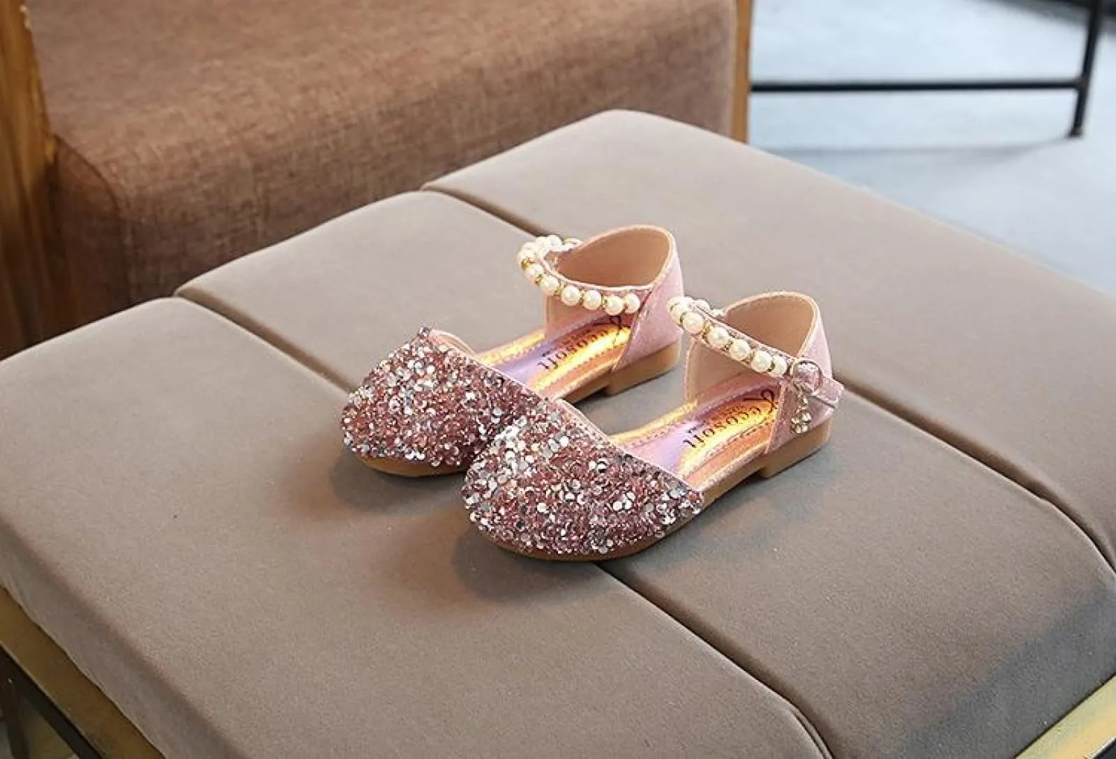 Silver / Gold / Pink Beaded Flower Girl Shoes Baby Dancing Kids Sandals Wedding Shoes