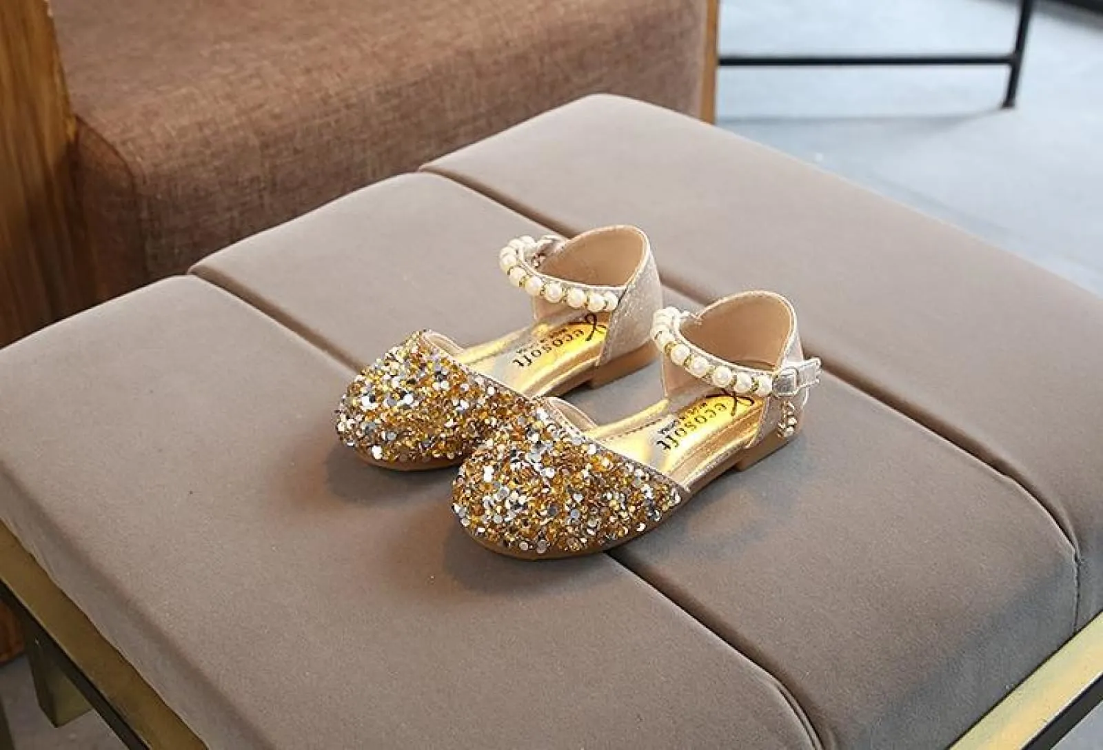 Silver / Gold / Pink Beaded Flower Girl Shoes Baby Dancing Kids Sandals Wedding Shoes