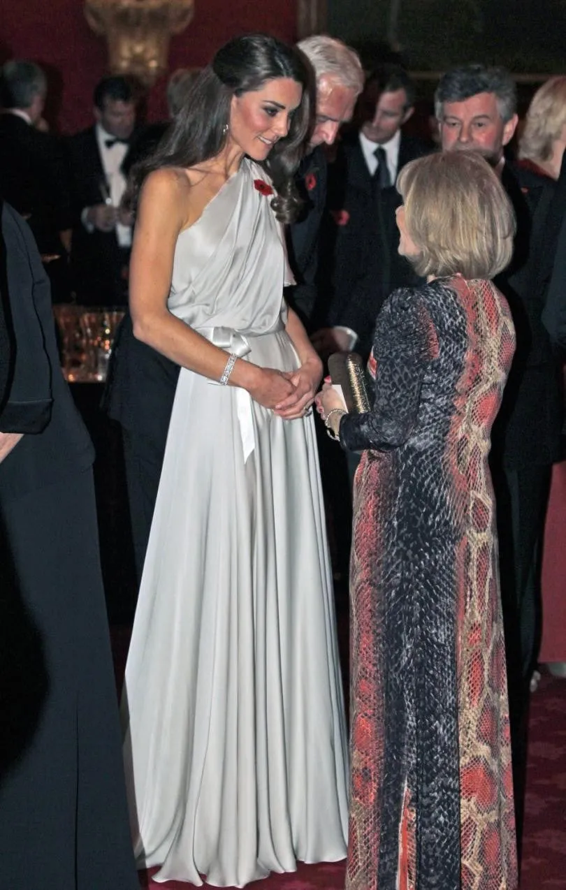 Silver Princess Kate Middleton One-shoulder Prom Celebrity Evening Dress National Memorial Arboretum Appeal
