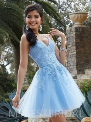 Simple Applique Spaghetti Strap Sequin Mini Short Homecoming Dresses, HDS0064