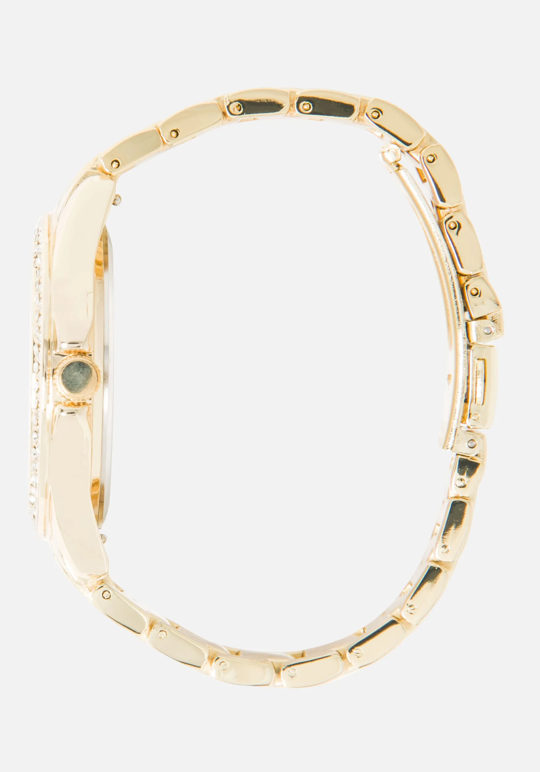 Single Row Crystal Bezel 3 Band Watch