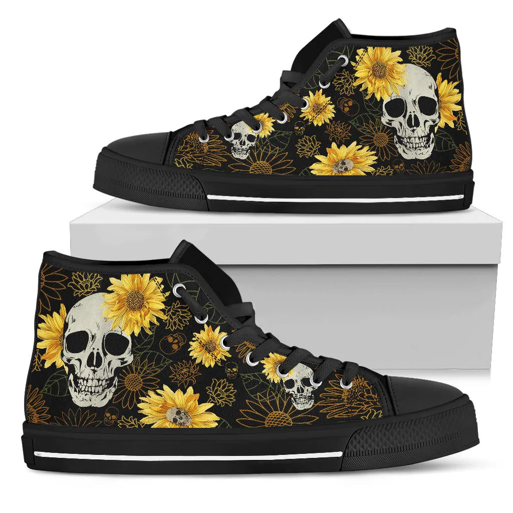 Skulls and Sunflowers High Tops Sneakers