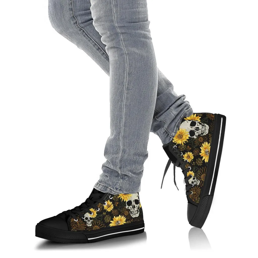 Skulls and Sunflowers High Tops Sneakers