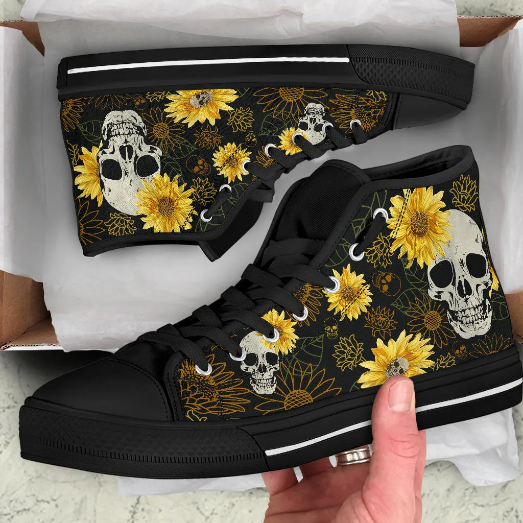 Skulls and Sunflowers High Tops Sneakers