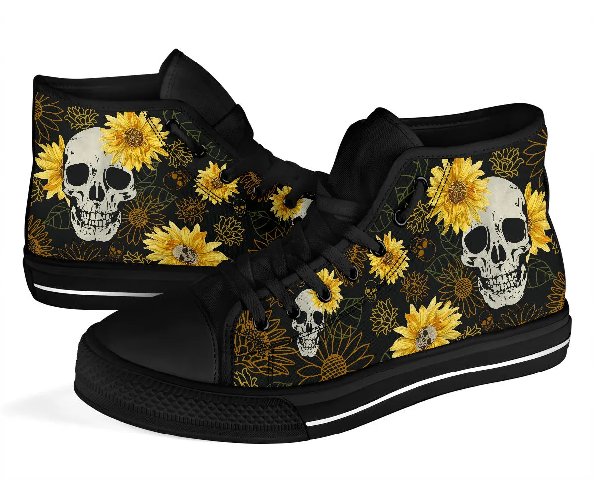 Skulls and Sunflowers High Tops Sneakers
