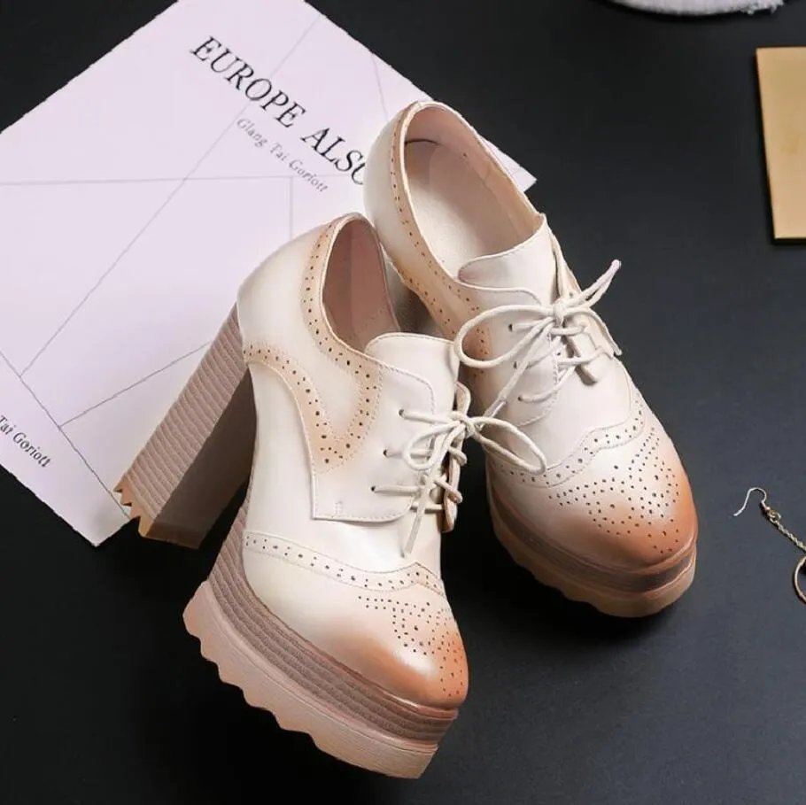 Small Size Chunky Wooden Heel Platform Shoes MS193