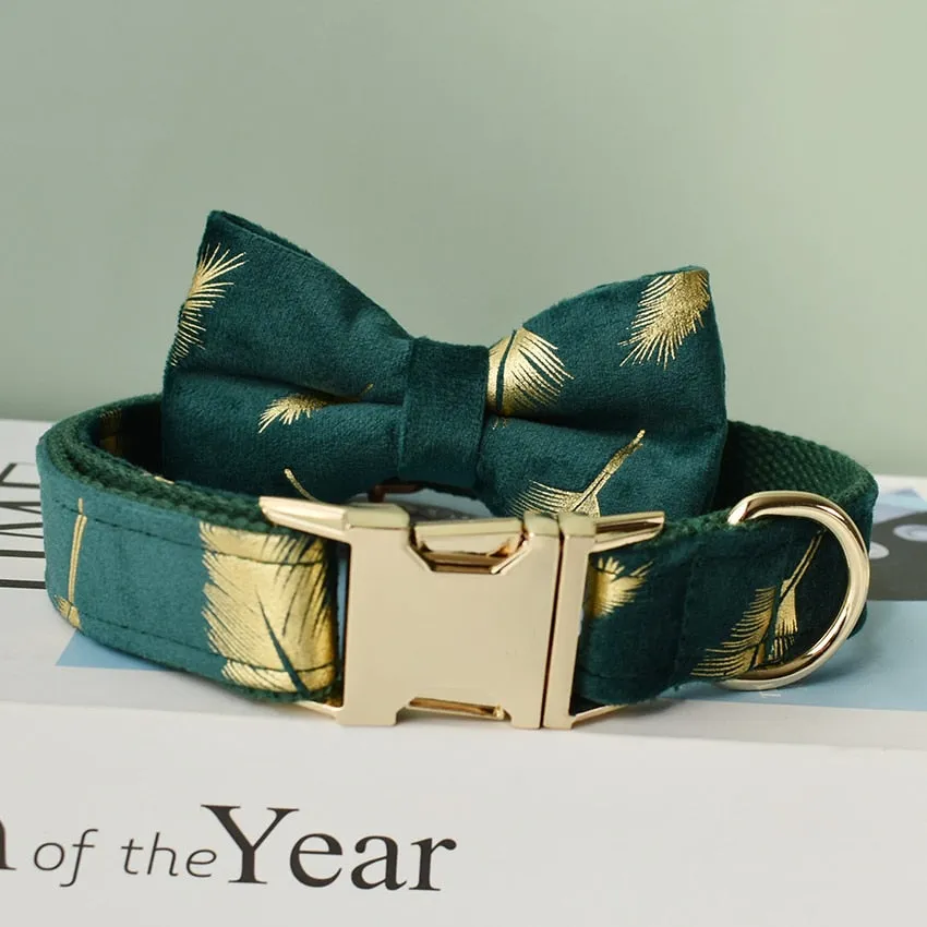 Sparkle With Green: Personalized Pet Bow Collar And Leash