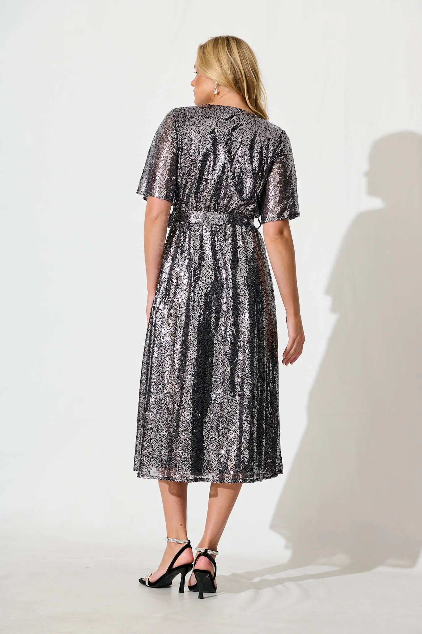 Sparkling Gray Midi Dress