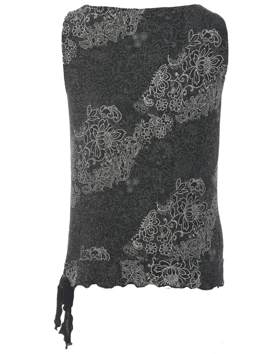 Sparkly Black Evening Top - M