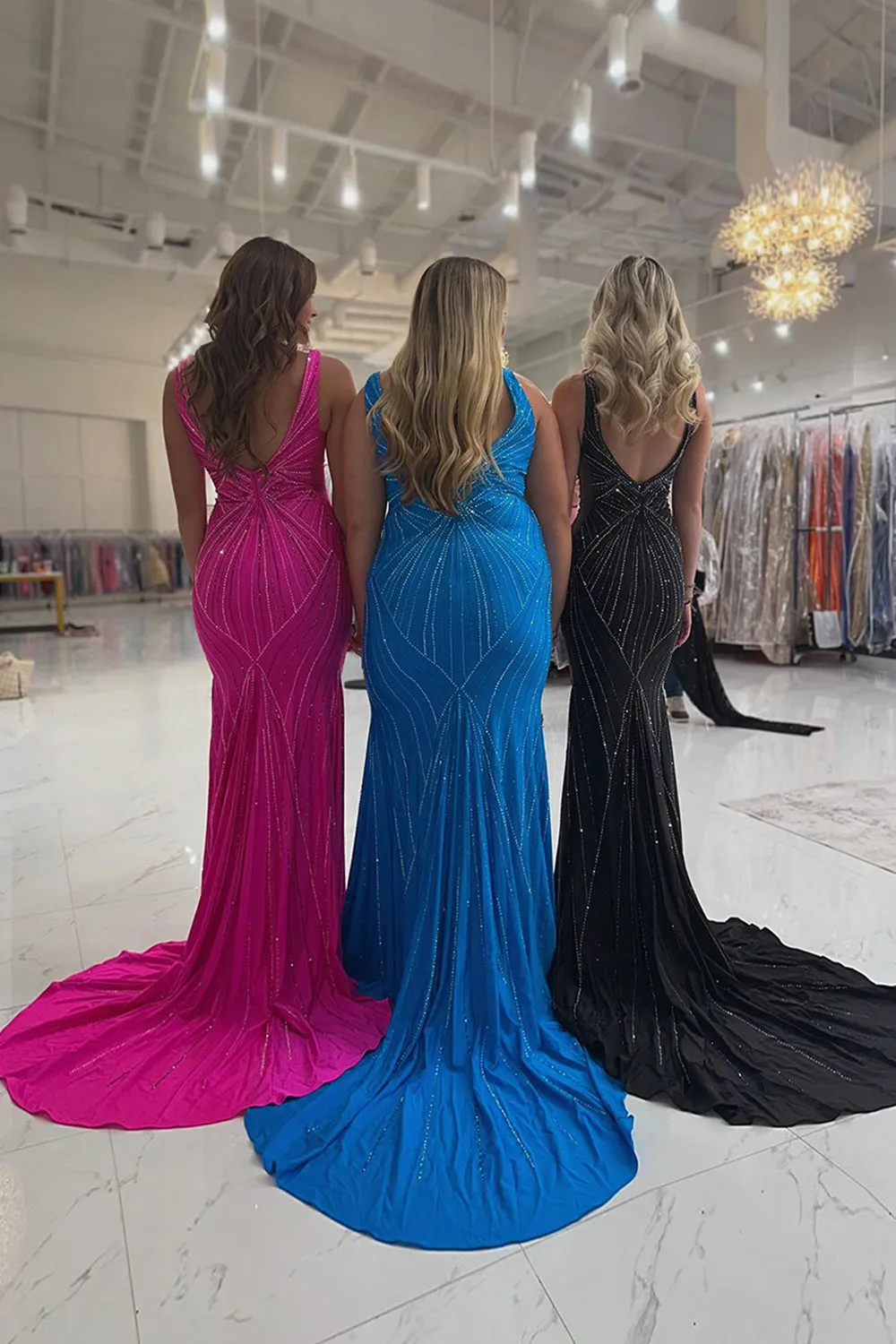Sparkly Black Satin Beaded Mermaid Long Prom Dress
