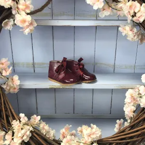 Sparkly Burgundy Tie Up Boots