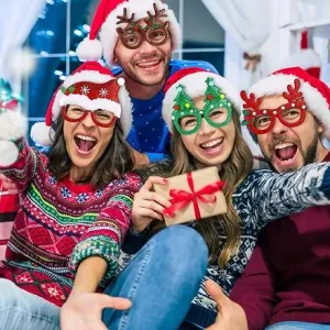 Sparkly Christmas Party Glasses - Accessories Costume Eyeglasses for Christmas Parties