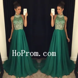 Sparkly Crystal Prom Dresses,Green Prom Dress,Evening Dress