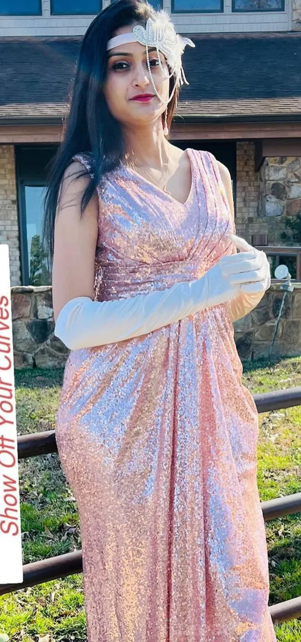 Sparkly Sequins V-neck Sleeveless Mermaid Long Bridesmaid Dresses Online, BG432