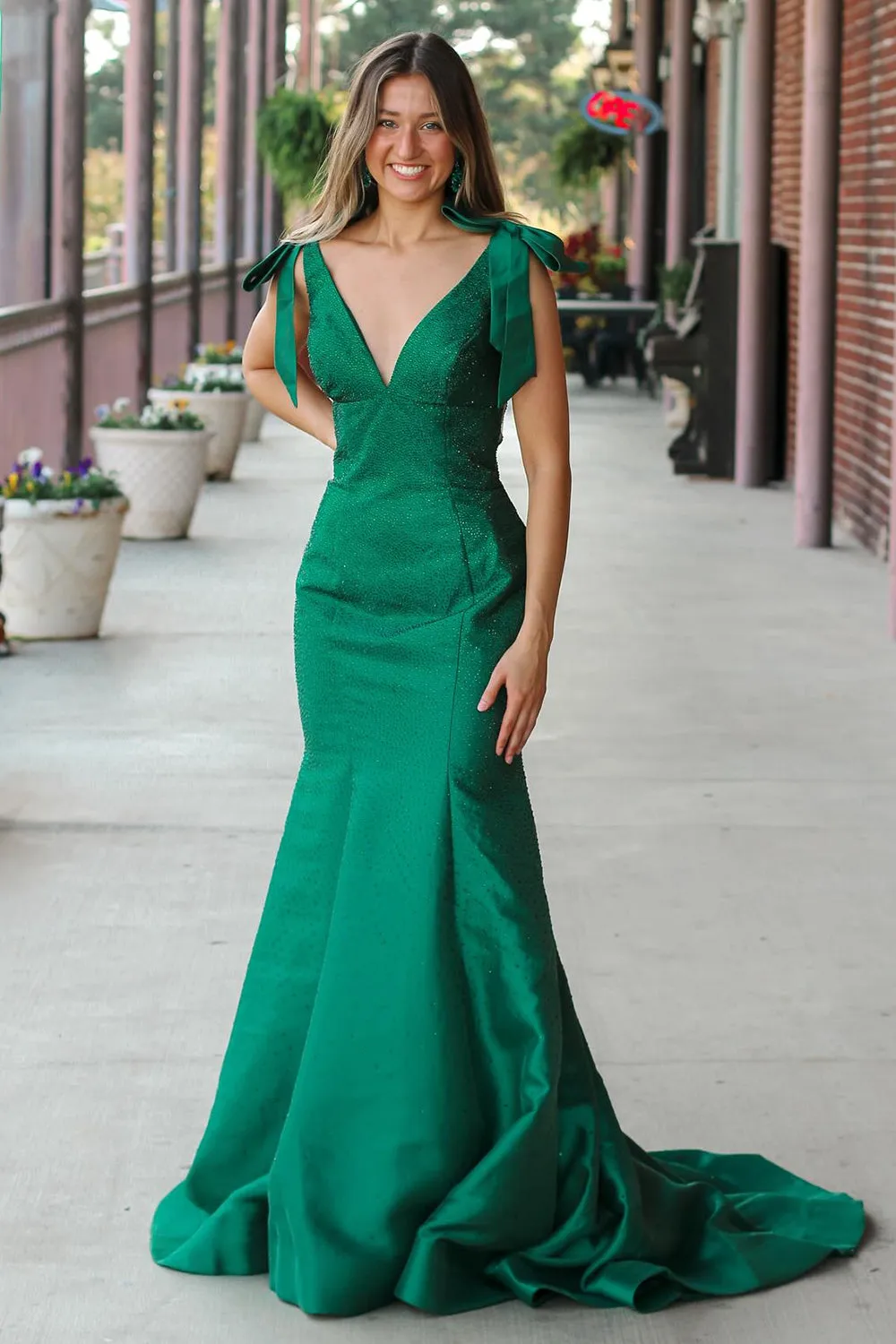 Sparkly Yellow Beaded Bowknot Long Formal Dress