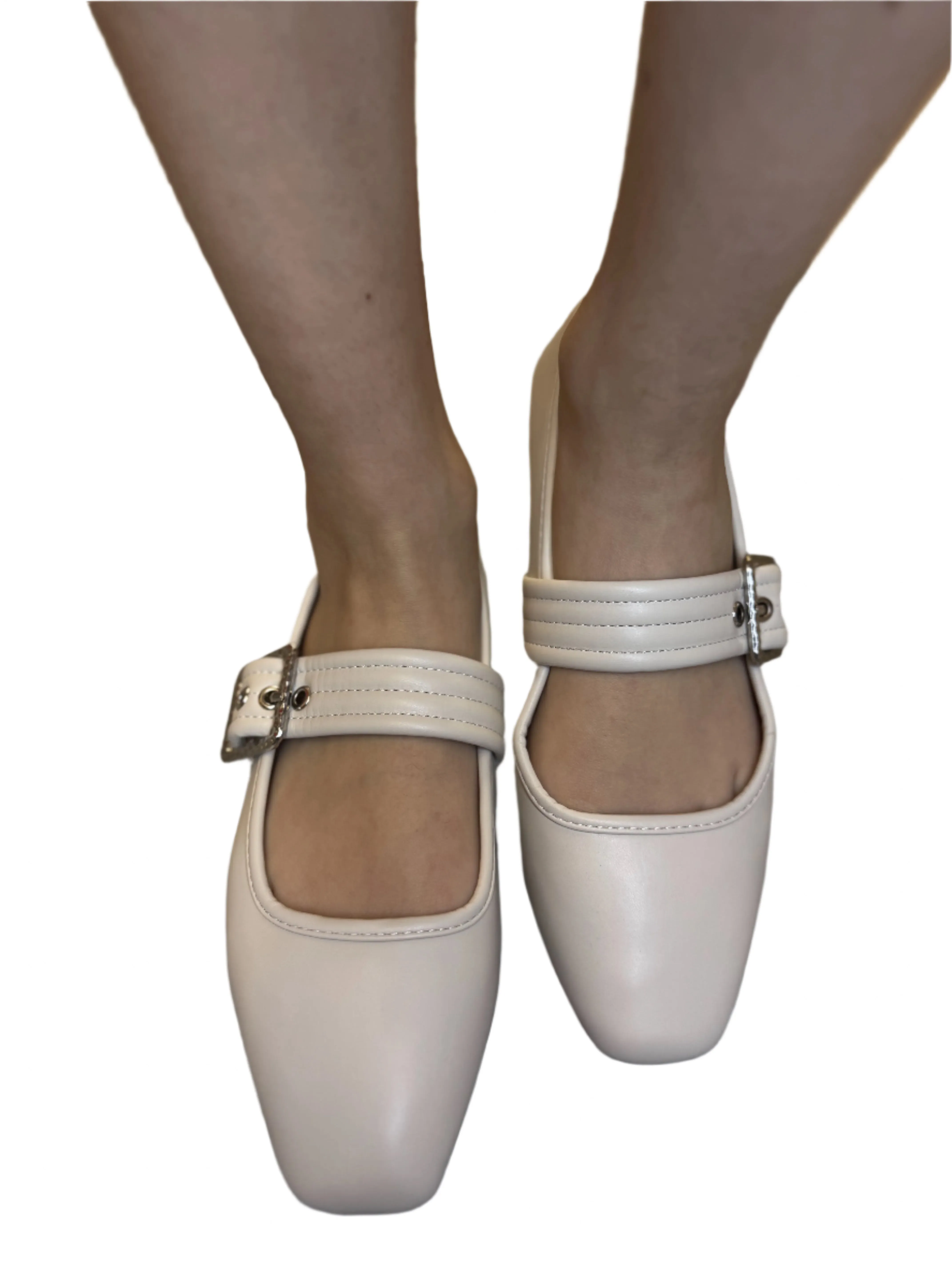 SQUARE TOE BALLET FLAT WITH BUCKLE DETAIL SPARROW-S