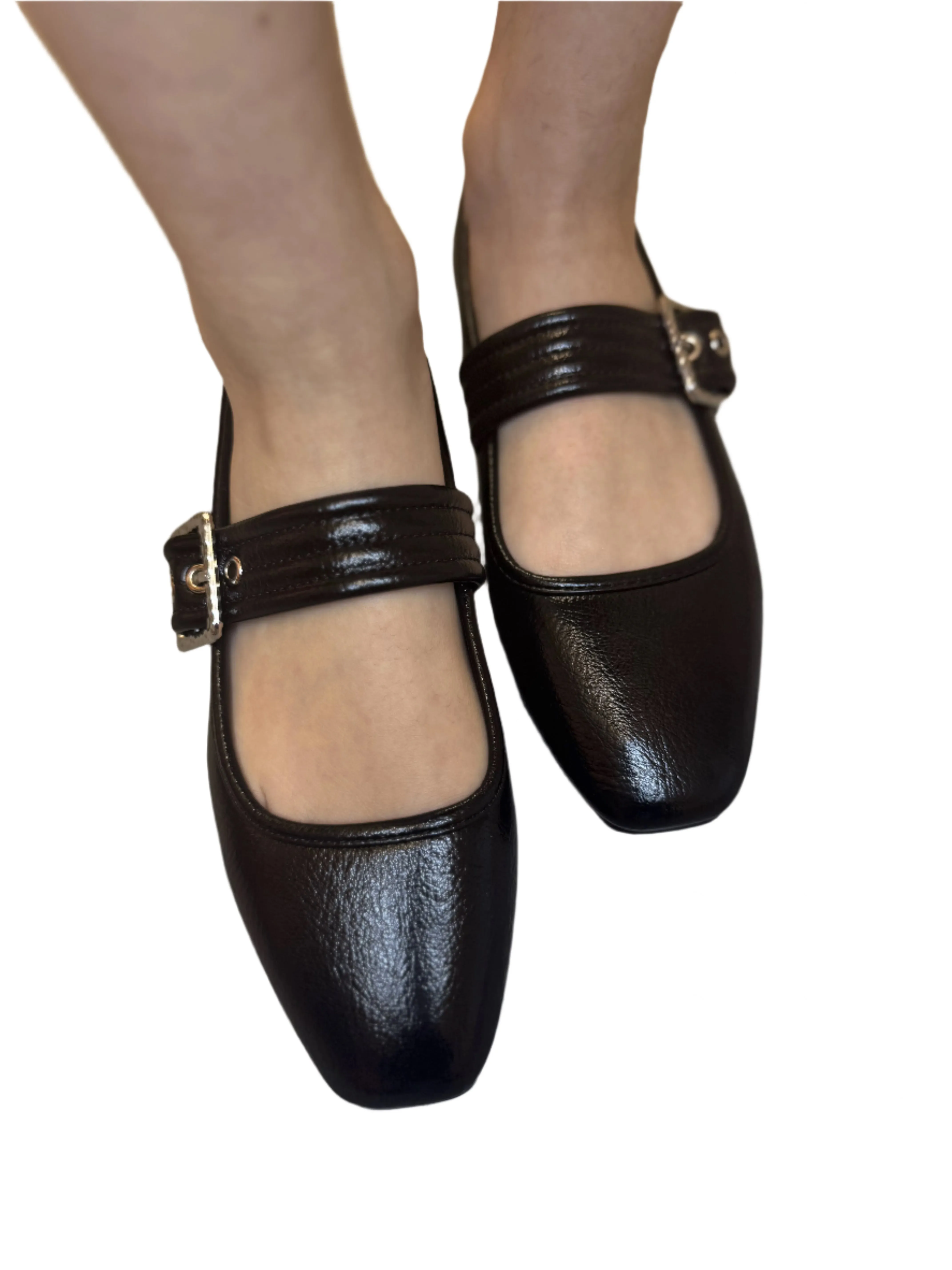 SQUARE TOE BALLET FLAT WITH BUCKLE DETAIL SPARROW-S