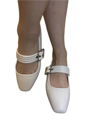 SQUARE TOE BALLET FLAT WITH BUCKLE DETAIL SPARROW-S