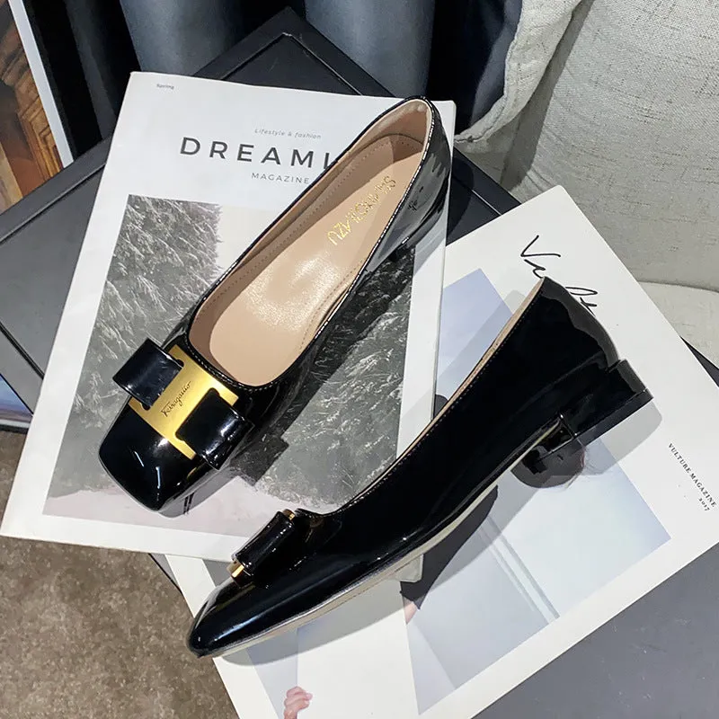 Square Toe Flats   Metal