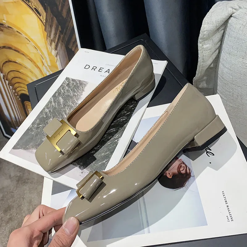 Square Toe Flats   Metal
