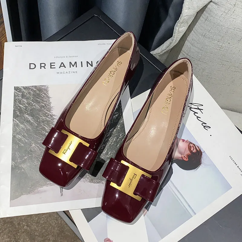 Square Toe Flats   Metal