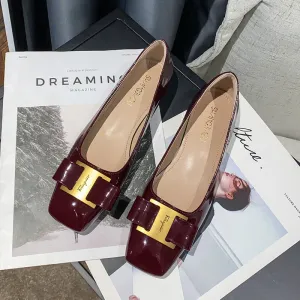 Square Toe Flats   Metal