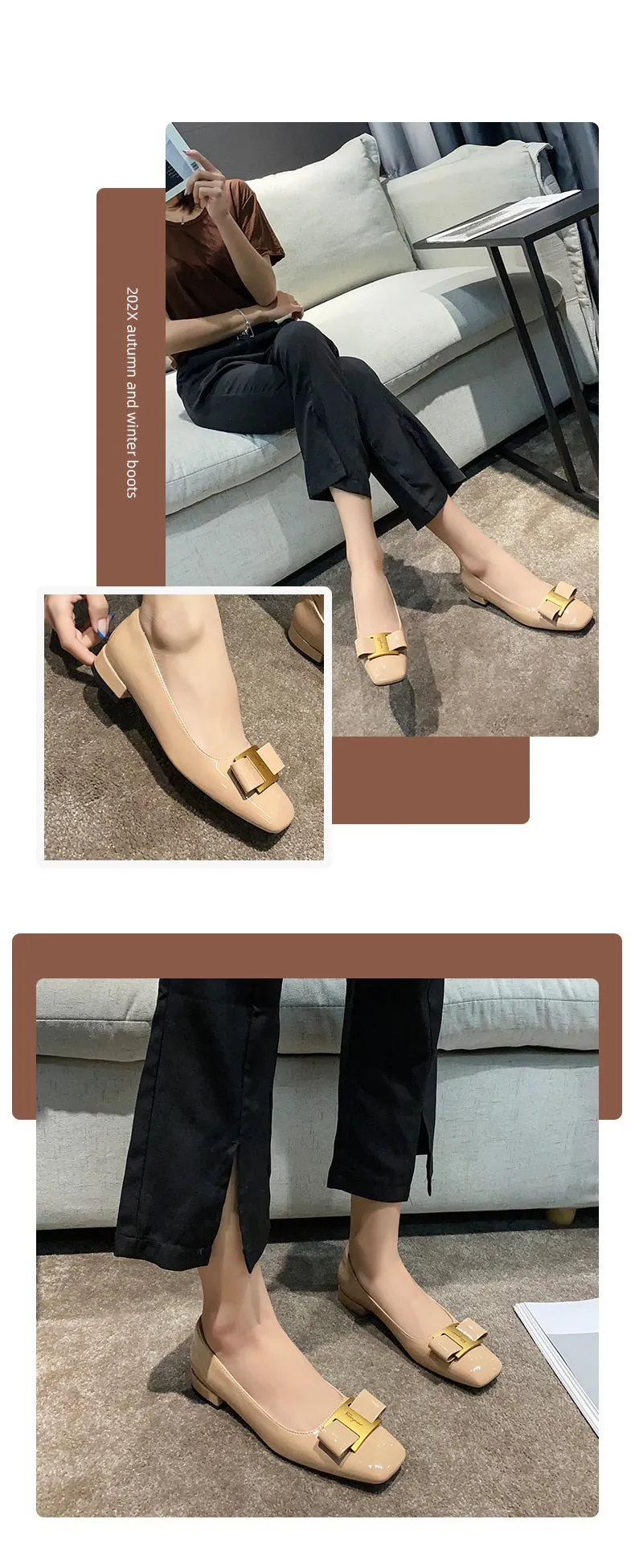 Square Toe Flats   Metal