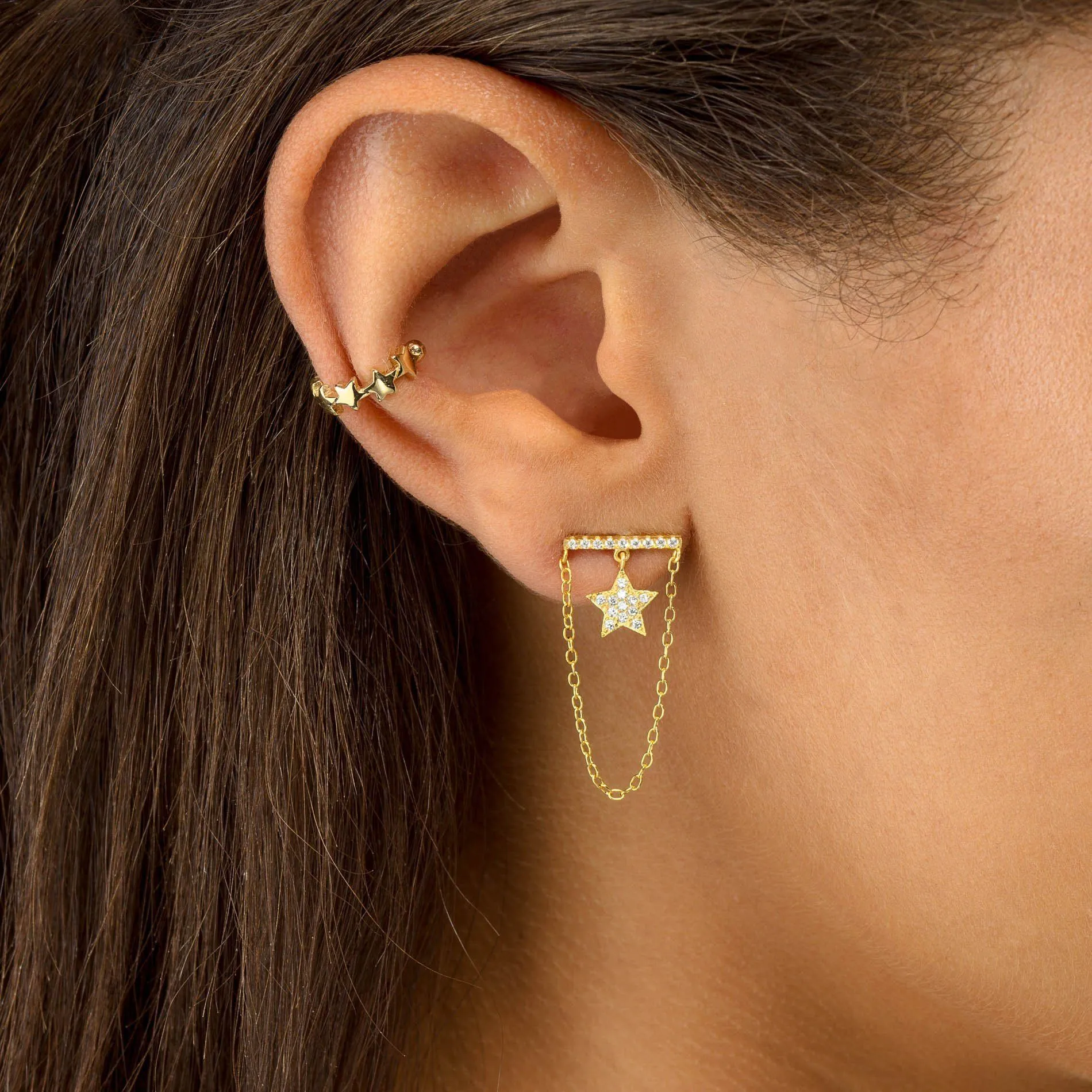 Star Bar Stud Earring