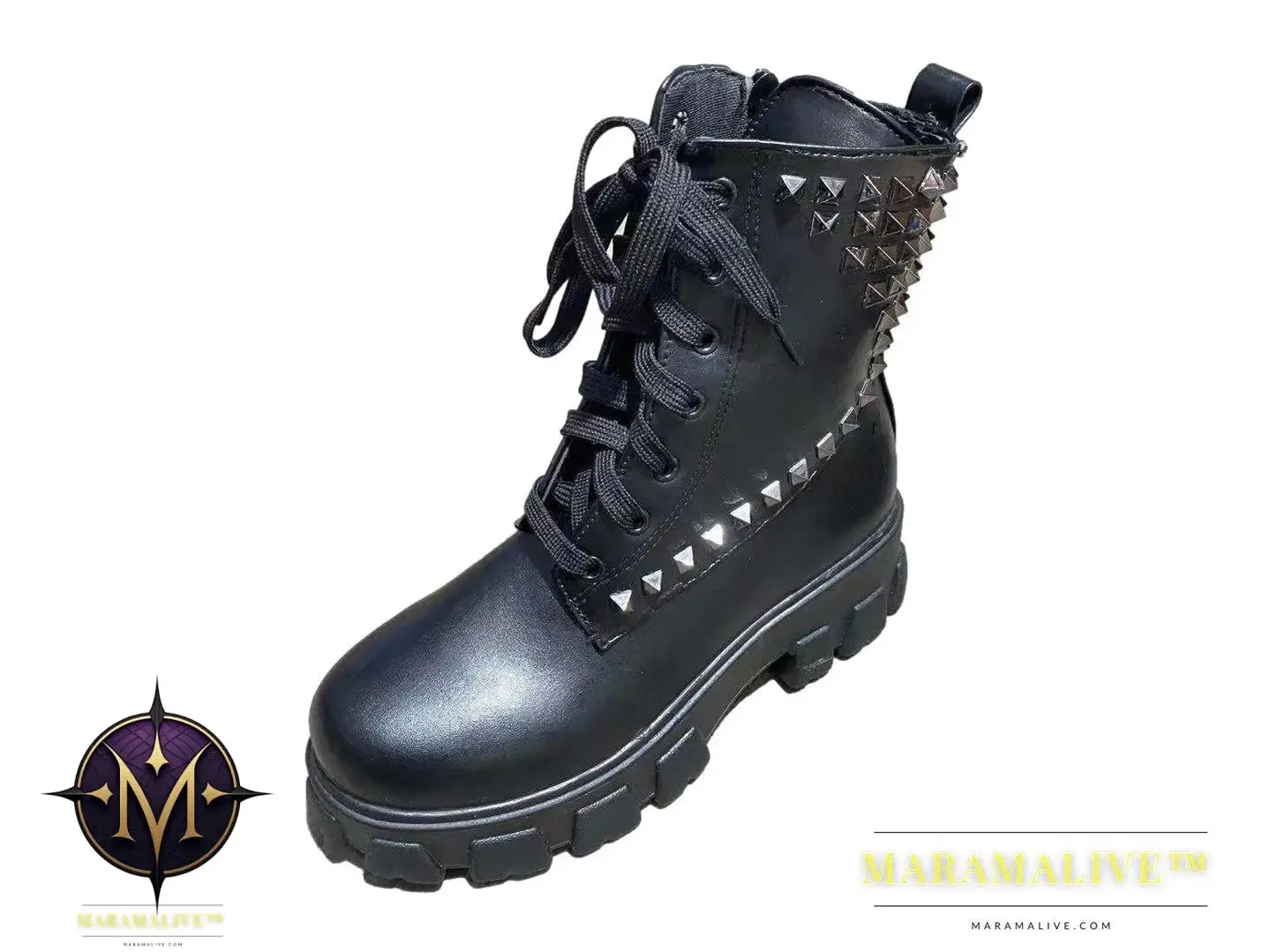 Studded Round Toe Boots Women's Plus Size Short Boots