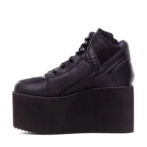 Super Stylish Women Ankle Boots Fashion Round Toe Wedges Boots Elegant Black Shoes Woman Plus US Size 4-15