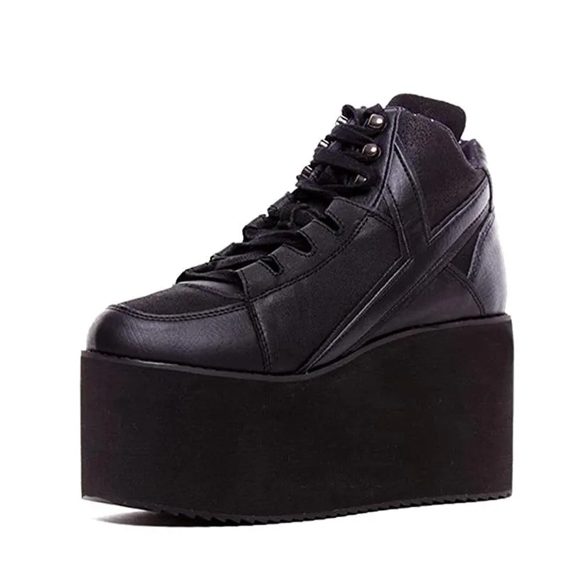 Super Stylish Women Ankle Boots Fashion Round Toe Wedges Boots Elegant Black Shoes Woman Plus US Size 4-15