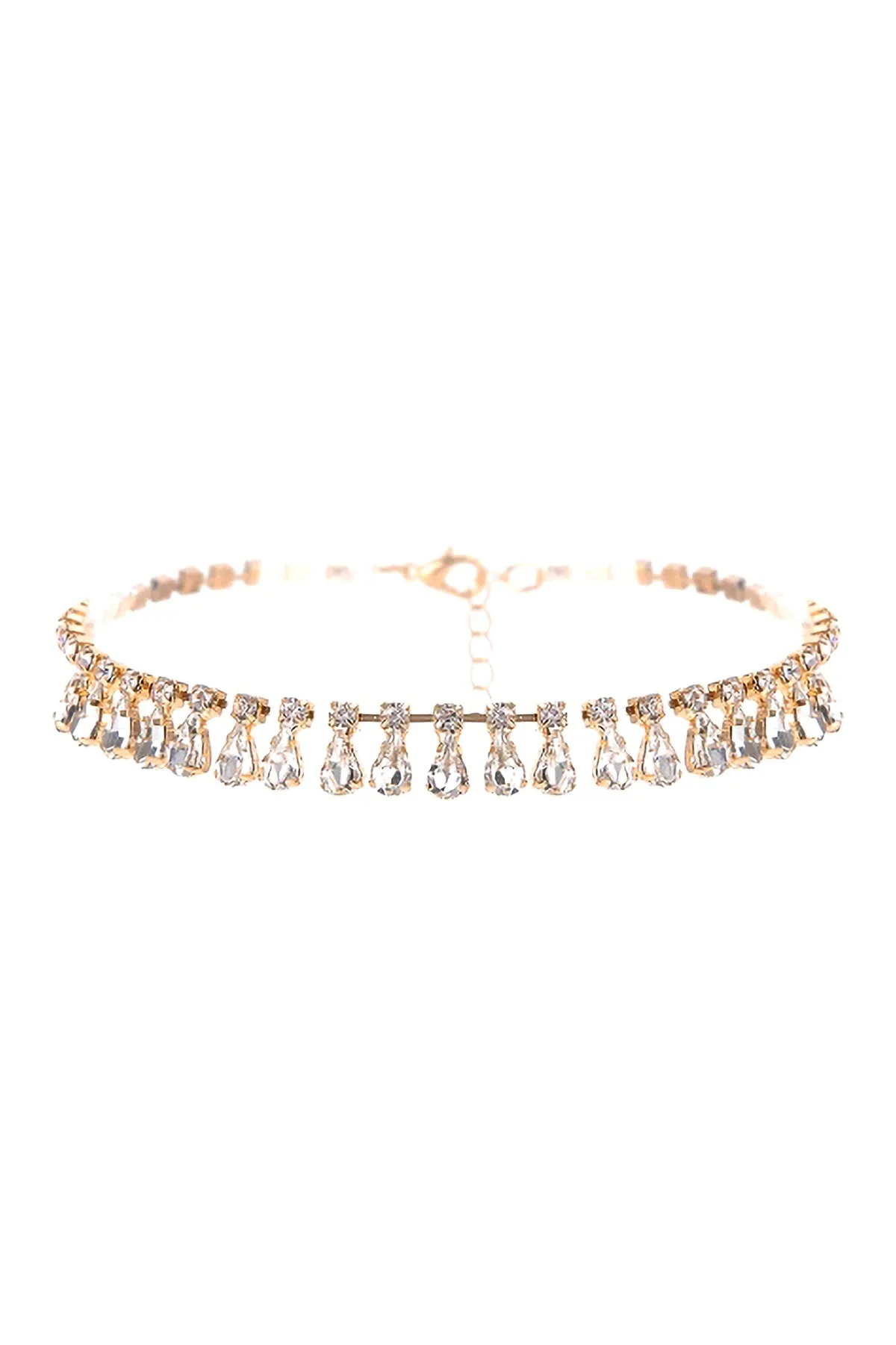 TEARDROP RHINESTONE STATION CHOKER NECKLACE