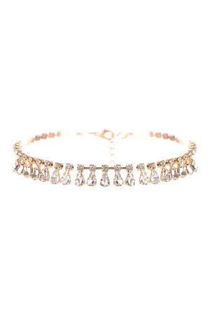 TEARDROP RHINESTONE STATION CHOKER NECKLACE