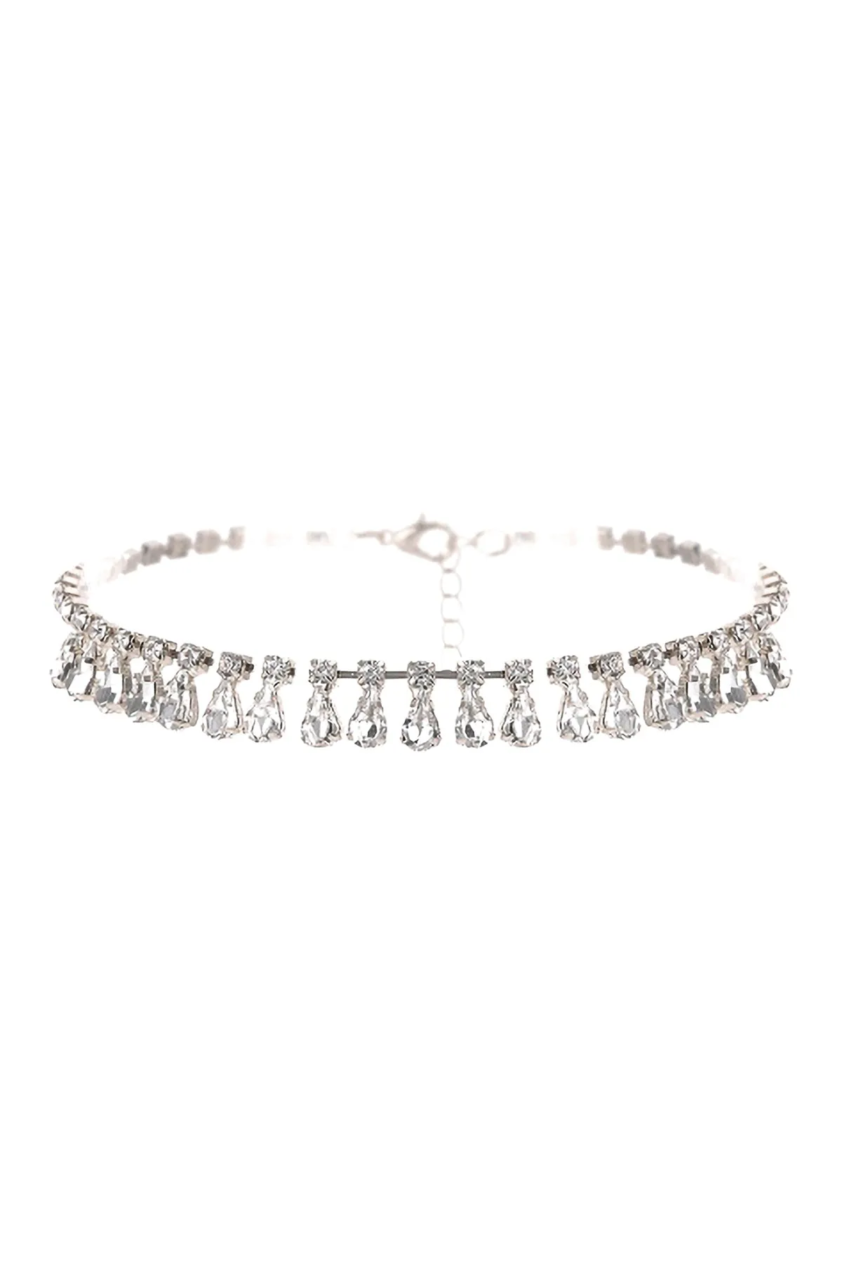 TEARDROP RHINESTONE STATION CHOKER NECKLACE