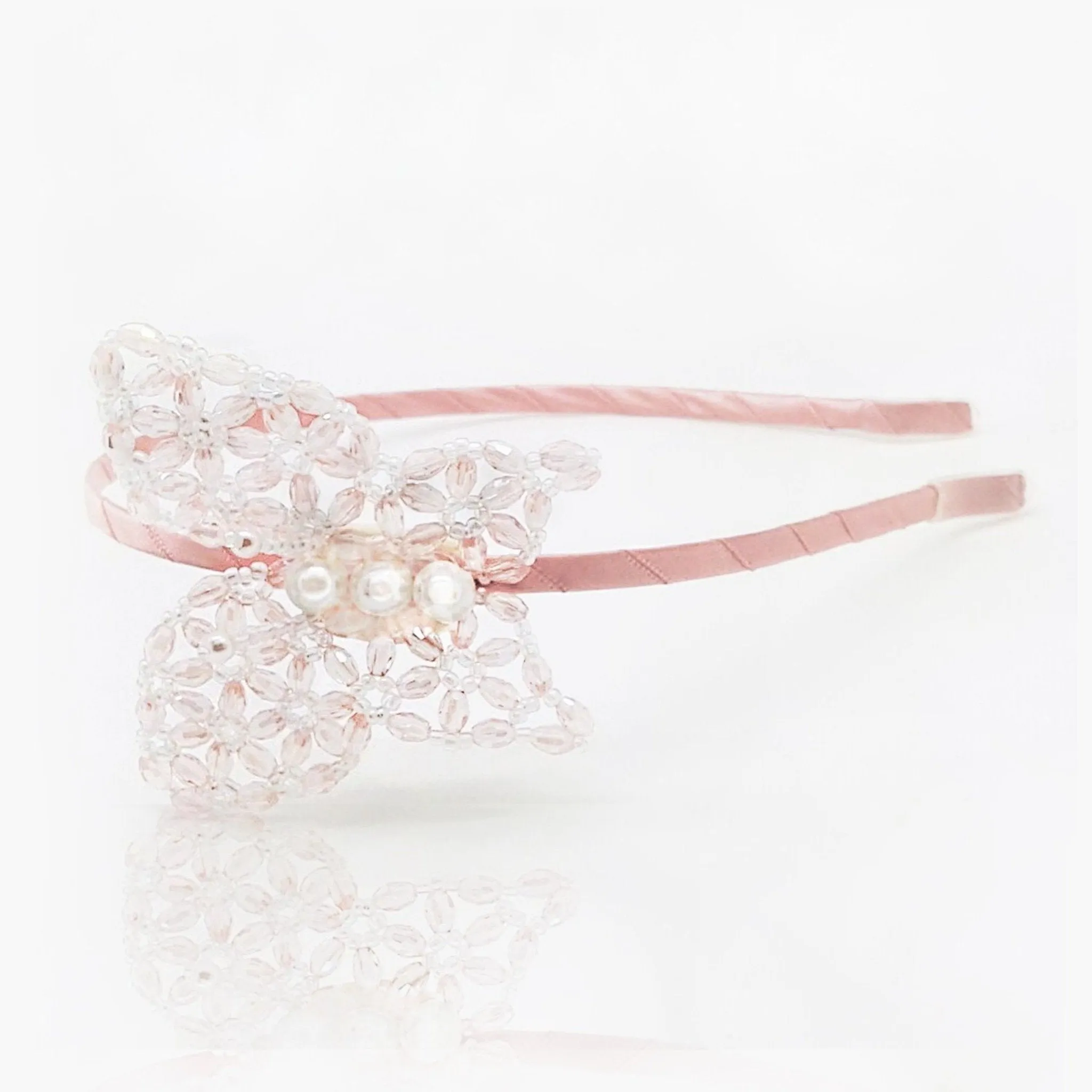 The Flutter Me Pink Butterfly Crystal Designer Headband